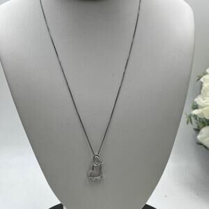 Sterling Silver Diamond Double Heart Pendant Necklace‎ (1/10 ct. t.w.)